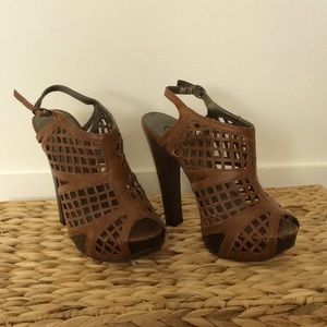 Candies Size 6 Leather High Heeled Summer Sandal